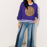 Purple Jeweled Basketball Sweatshirt | Queen Of Sparkles