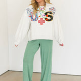 Grey 'Nurse' Multi Fabric Sweatshirt | Queen Of Sparkles