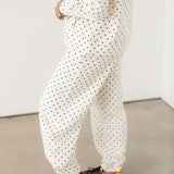 Polka Dot Joggers | Ivory & Black