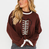 Brown Football Sweater | Queen Of Sparkles