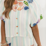 Multi Stripe Button Up Shell Short | Queen Of Sparkles