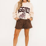Licensed Texas A&M Beige Stripe Vintage Team Sweater | Queen Of Sparkles