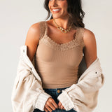 Fallen For Lace Tank | Almond