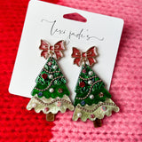 Green Christmas Tree Earrings