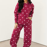 Polka Dot Joggers | Maroon & Pink