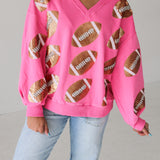 Pink Gold Rhinestone Lace Football Sweatshirt | Queen Of Sparkles