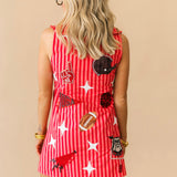 Licensed UGA Striped Sparkle Gameday Icon Cotton Collar Tank Dress | Queen Of Sparkles
