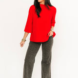 Sofia Mock Neck Sweater | Red