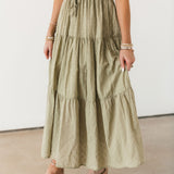 Olive Puff Sleeve Midi Dress