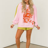 Pink & Green Colorblock Orange QOS Logo Short | Queen Of Sparkles