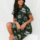 Dark Green Queen Of The Classroom Midi Tee Dress | Queen Of Sparkles
