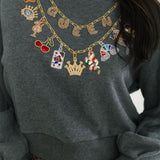 Charcoal Queen & Icon Necklaces Charm Sweatshirt | Queen Of Sparkles