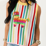 Rainbow Striped Pinata Knit Vest | Queen Of Sparkles