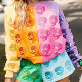 Colorblock Multi Skull Short | Queen Of Sparkles