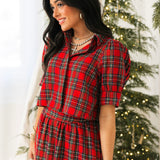 Merry Meadow Blouse | Red Plaid