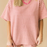 Morgan Tee | Red Pink Stripe