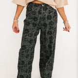 Vintage Bloom Denim Pant | Charcoal