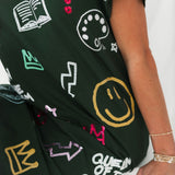 Dark Green Queen Of The Classroom Midi Tee Dress | Queen Of Sparkles