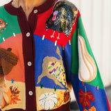 Colorblock Fall Icon Button Up Cardigan | Queen Of Sparkles