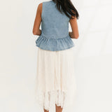 Say My Name Denim Front Tie Top