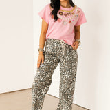 Wild About You Denim Pant | Brown Leopard
