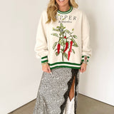 Beige Jalapeno Pepper Seed Packet Sweatshirt | Queen Of Sparkles