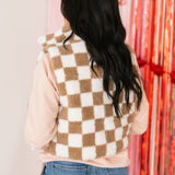 Checkered Sherpa Vest | Taupe