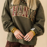 Brown Plaid 'Thanks' Sweatshirt | Queen Of Sparkles