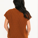 Quilted Short Sleeve Top | Rust
