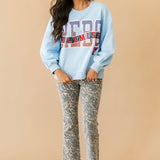 Licensed Ole Miss Rhinestone Metallic Banner Sweatshirt | Queen Of Sparkles