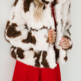 Faux Fur Jacket | Cow Print