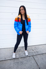RAINBOW PUFFER JACKET | ROYAL