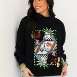 Black NYC Queen Card Mock Neck Sweatshirt | Queen Of Sparkles