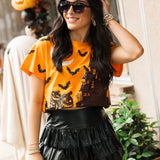 Orange & Black Halloween House Tee | Queen Of Sparkles