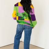 Mardi Gras Checkered Alligator Queen Sweater | Queen Of Sparkles