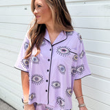 Lavender Evil Eye Pajama Top | Queen Of Sparkles