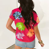 Hot Pink Multi Flower Tee | Queen Of Sparkles