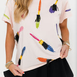 Pale Pink Paint Brush Tee | Queen Of Sparkles