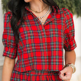 Merry Meadow Blouse | Red Plaid