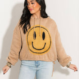 Smiley Fuzzy Hoodie Sweater