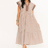 Timeless Lines Midi Dress | Brown