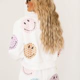 Licensed White Scattered Multi Smiley Short | Queen Of Sparkles