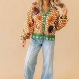 Light Brown Polka Dot Fall Football Button Up Cardigan | Queen Of Sparkles
