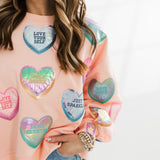 Light Pink Positive Candy Hearts Sweatshirt