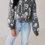 Charcoal Skull & Crossbones Deck Of Cards Sweatshirt | Queen Of Sparkles