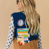 Mock Neck Sheer Polka Dot Top | Blue