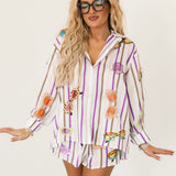 Multi Stripe Sunglasses Cotton Button Up Top | Queen Of Sparkles
