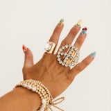 Peace or Bust Ring | Antique Gold & Clear