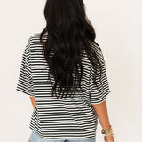Stripe Tackle Tee | Court Stripe Black White