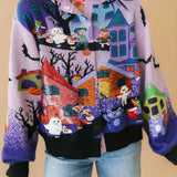 Lavender Multi Trick Or Treating Scene Cardigan | Queen Of Sparkles